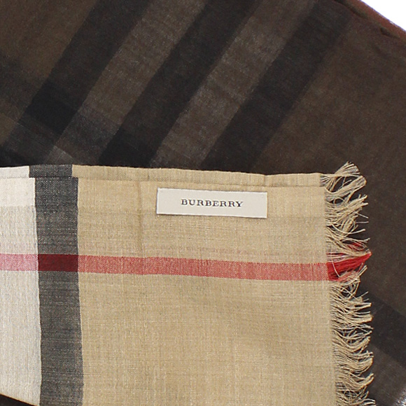 バーバリー  BURBERRY ストール シルク混ストールキャメルチェック（グラデーション） MU OMB GAUZE GI CHK 3943706 AALKT 2310C CAMEL CHECK