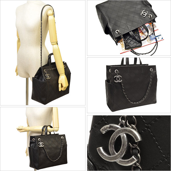 シャネル バッグ CHANEL 2WAYトートバッグ ブラック レザー a94232y10756