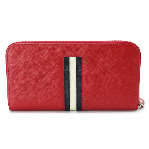 プラダ 長財布 PRADA 2ML317 2AJS F0C9F/SAF RIGHE FUOCO+NERO 財布 ラウンドファスナー サフィアーノ 型押しレザー フォーコ×BK