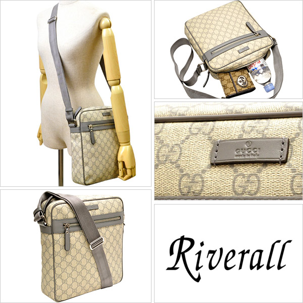 グッチGUCCI 斜めがけショルダーバッグ レディース グレー/ライトベージュ 201448kgdin9891 