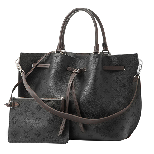 ルイヴィトン LOUISVUITTON ジロラッタ M54402バッグ マヒナ 黒 モノグラム パンチング バイカラー エレガント