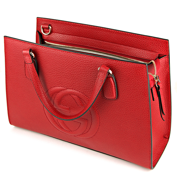 グッチ ハンドバッグ GUCCI 431571 CAO0G 6433 バッグ ソーホー SOHO トップハンドル レディース HIBISCUS RED ハイビスカスレッド 赤 インターロッキングG エンボス 2WAY フェミニン エレガント