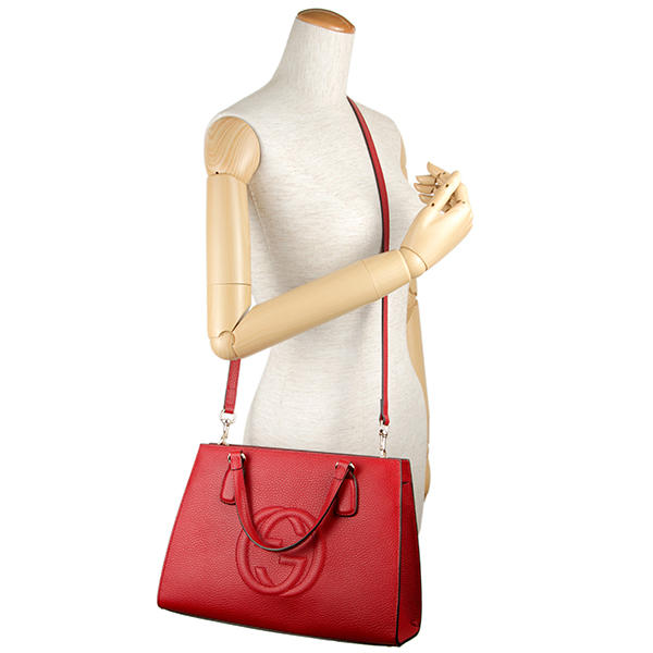 グッチ ハンドバッグ GUCCI 431571 CAO0G 6433 バッグ ソーホー SOHO トップハンドル レディース HIBISCUS RED ハイビスカスレッド 赤 インターロッキングG エンボス 2WAY フェミニン エレガント