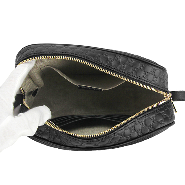 グッチ ショルダーバッグ GUCCI 449413 BMJ1G 1000 マイクロ グッチシマ レディース BLACK ブラック 黒 GG 型押し クロスボディ 上品 カジュアル