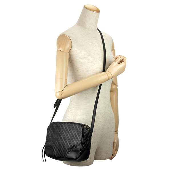 グッチ ショルダーバッグ GUCCI 449413 BMJ1G 1000 マイクロ グッチシマ レディース BLACK ブラック 黒 GG 型押し クロスボディ 上品 カジュアル