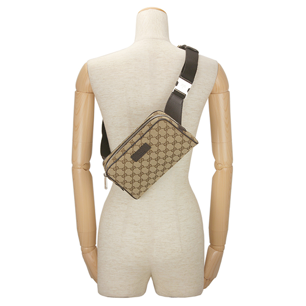 グッチ ウエストバッグ・ボディバッグ GUCCI 449174 KY9KN 9886  GGキャンバス GG CANVAS ユニセックス ベージュ/ダークブラウン ヒップバッグ クロスボディ GG柄 メンズ カジュアル スマート
