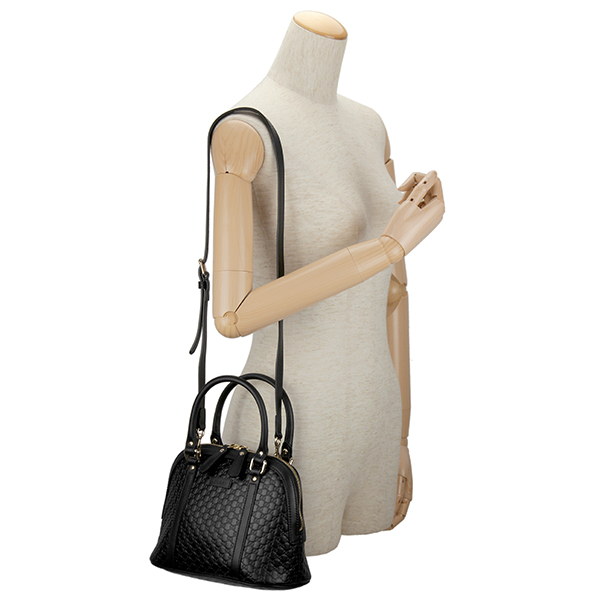 グッチ ハンドバッグ GUCCI 449654 BMJ1G 1000 マイクロ グッチ シマ  レディース BLACK ブラック 黒 クロスボディ 2WAY GG 型押し エレガント
