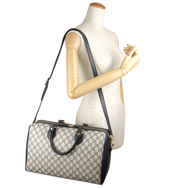 グッチ ハンドバッグ GUCCI 409527 KHNKG 4075 バッグ GGスプリーム トップハンドル レディース  ベージュ/ブルー 青 GGパターン バイカラー エレガント