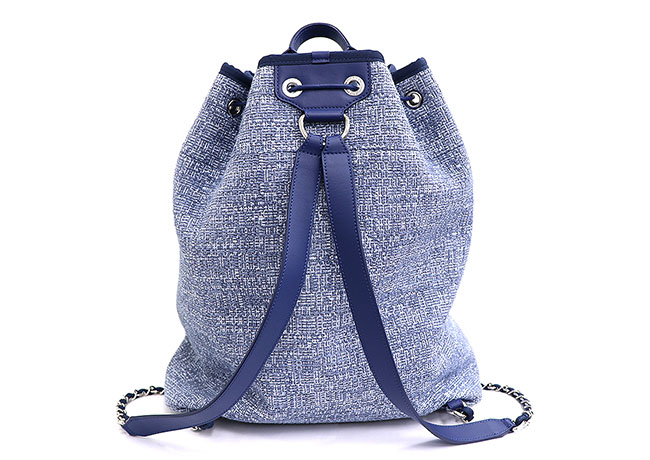 CHANELバックパック (シャネル) ドーヴィル ココマーク ブルー系×シルバー金具 ツイード レザー A93787 レディース
