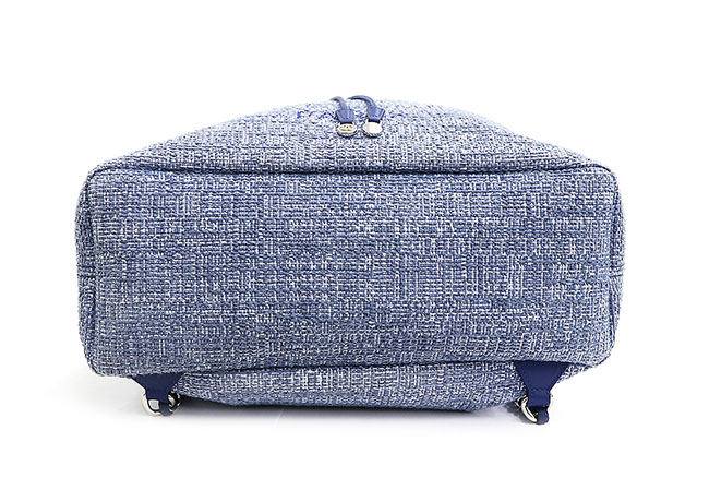 CHANELバックパック (シャネル) ドーヴィル ココマーク ブルー系×シルバー金具 ツイード レザー A93787 レディース