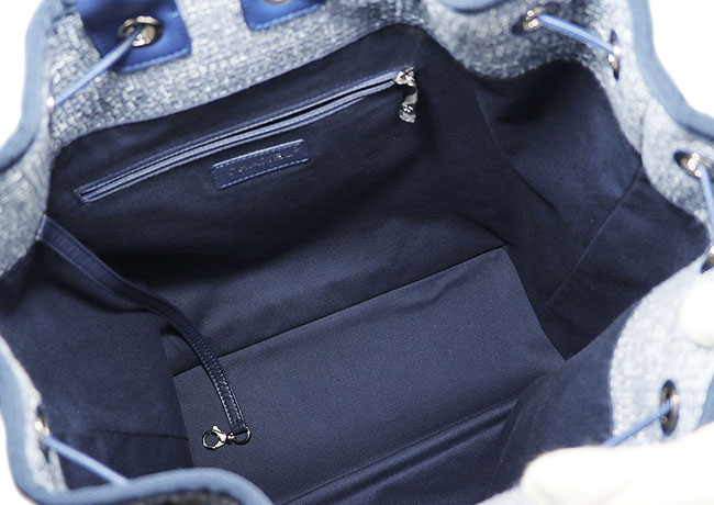 CHANELバックパック (シャネル) ドーヴィル ココマーク ブルー系×シルバー金具 ツイード レザー A93787 レディース