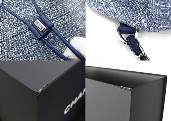 CHANELバックパック (シャネル) ドーヴィル ココマーク ブルー系×シルバー金具 ツイード レザー A93787 レディース