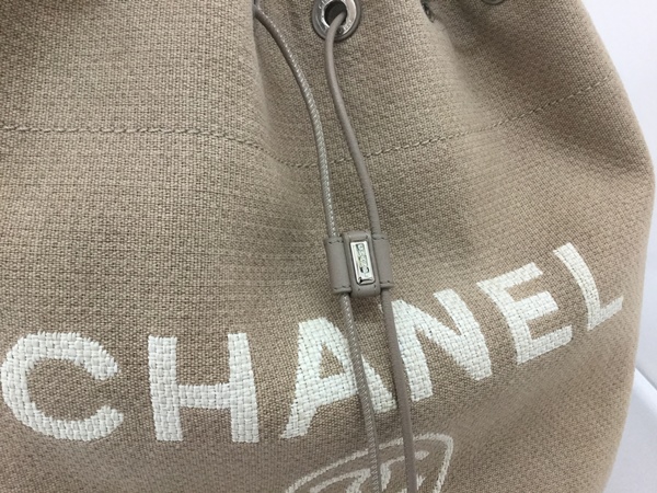 CHANEL シャネル ドーヴィル A93787 キャンパス×レザー ベージュ リュック　バックパック　ベージュ