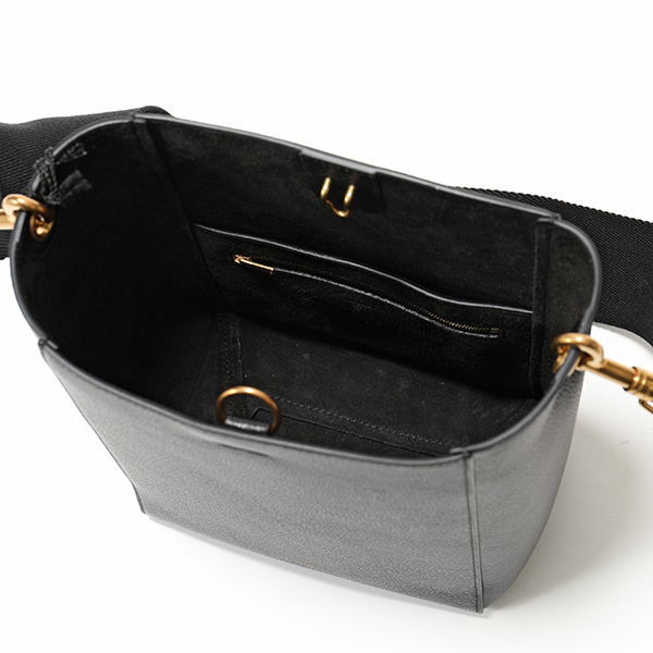 CELINE 189303AH4.38NO SMALL SEAU SANGLE サングル バケット スモール レザー ショルダー トートバッグ Black レディース 