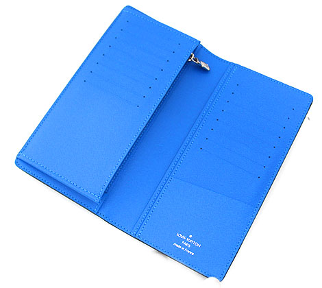 LOUIS　VUITTON　M63300　タイガ　ポルトフォイユ　ブラザ　小銭入れ付長財布　ノワール×ブルー