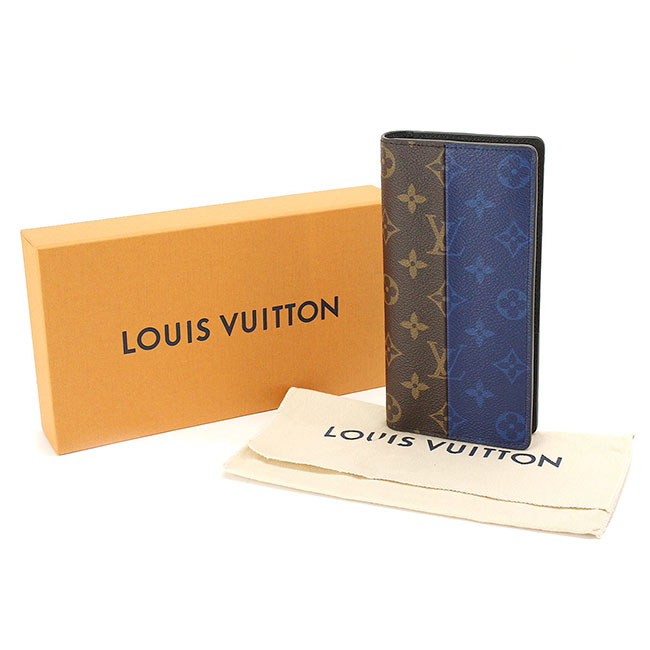 LOUIS VUITTON モノグラム スプリット ポルトフォイユ ブラザ 二つ折り 長財布 ブルー ブラウン M63026