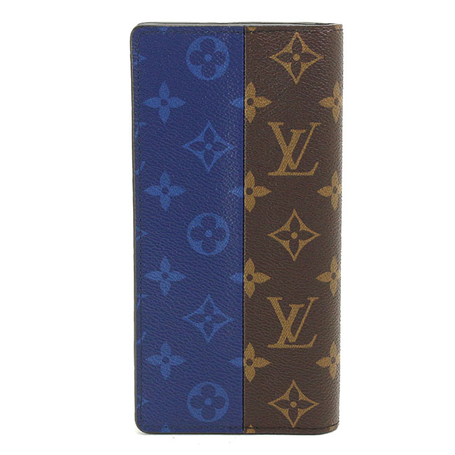 LOUIS VUITTON モノグラム スプリット ポルトフォイユ ブラザ 二つ折り 長財布 ブルー ブラウン M63026