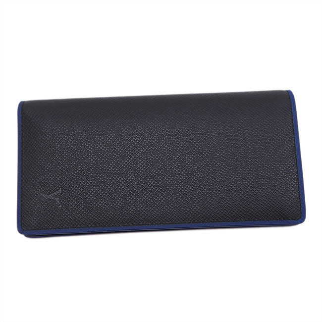 ルイヴィトン LOUIS VUITTON ポルトフォイユブラザ 二つ折り長財布 ブルーxブラック M30558 タイガ メンズ ブルーライン
