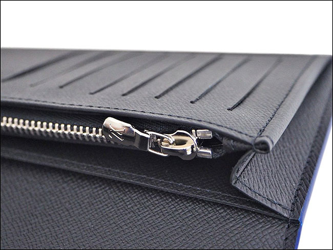 ルイヴィトン LOUIS VUITTON ポルトフォイユブラザ 二つ折り長財布 ブルーxブラック M30558 タイガ メンズ ブルーライン