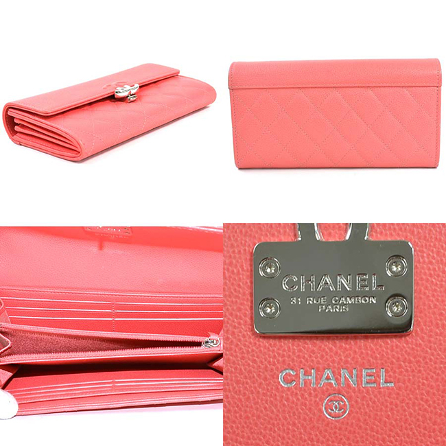 シャネル長財布 マトラッセ ココマーク ピンク キャビアスキン CHANEL レディース A84426 