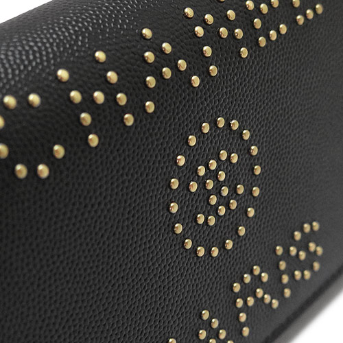 シャネル長財布 レディース CHANEL A80053 Y84046 94305 財布 二つ折り フラップ ドーヴィル スタッズ キャビアスキン レザー ブラック 黒