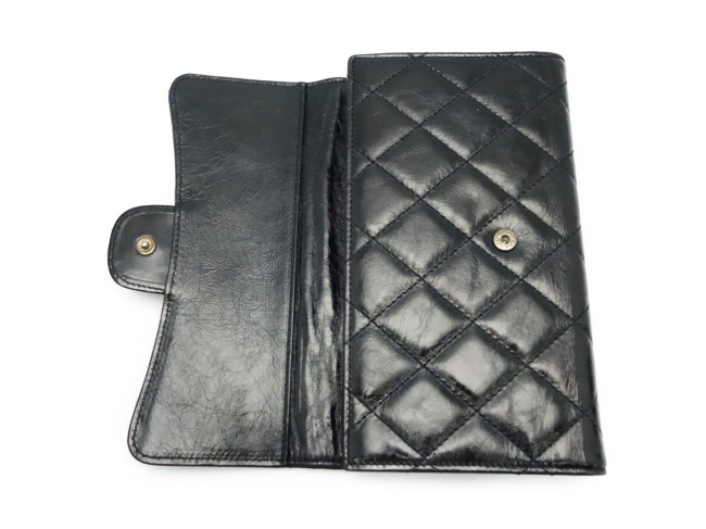 シャネル CHANEL 財布 3つ折長サイフ マトラッセ 2.55 ヴィンテージカーフ 黒/A35298