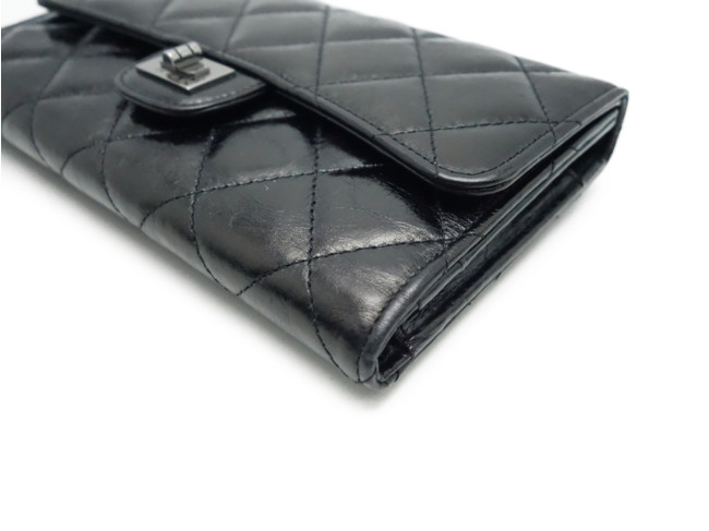 シャネル CHANEL 財布 3つ折長サイフ マトラッセ 2.55 ヴィンテージカーフ 黒/A35298
