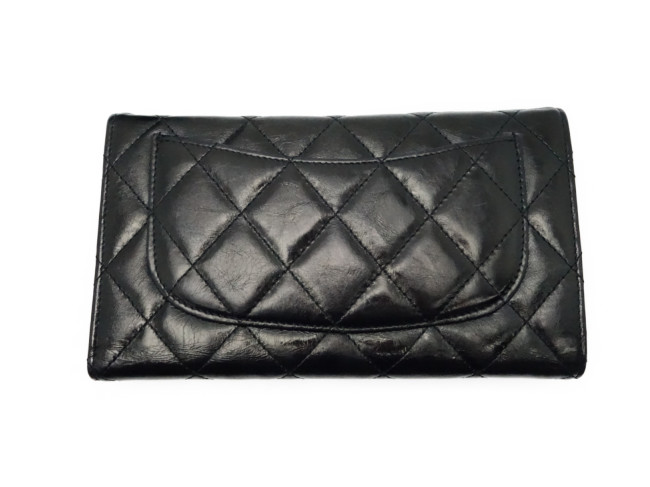 シャネル CHANEL 財布 3つ折長サイフ マトラッセ 2.55 ヴィンテージカーフ 黒/A35298