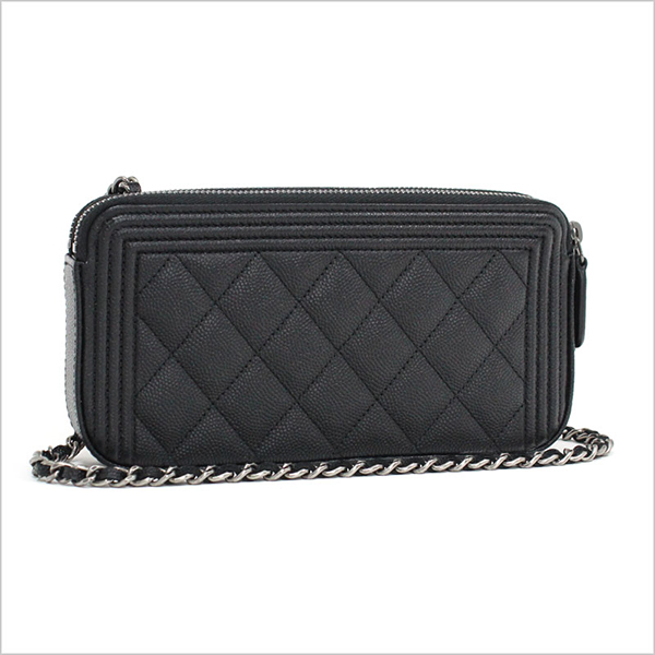 シャネル CHANEL チェーンクラッチバッグ ウォレットバッグ ブラック シルバー金具 グレインドカーフスキン キャビアスキン A84069 Y33257 94305