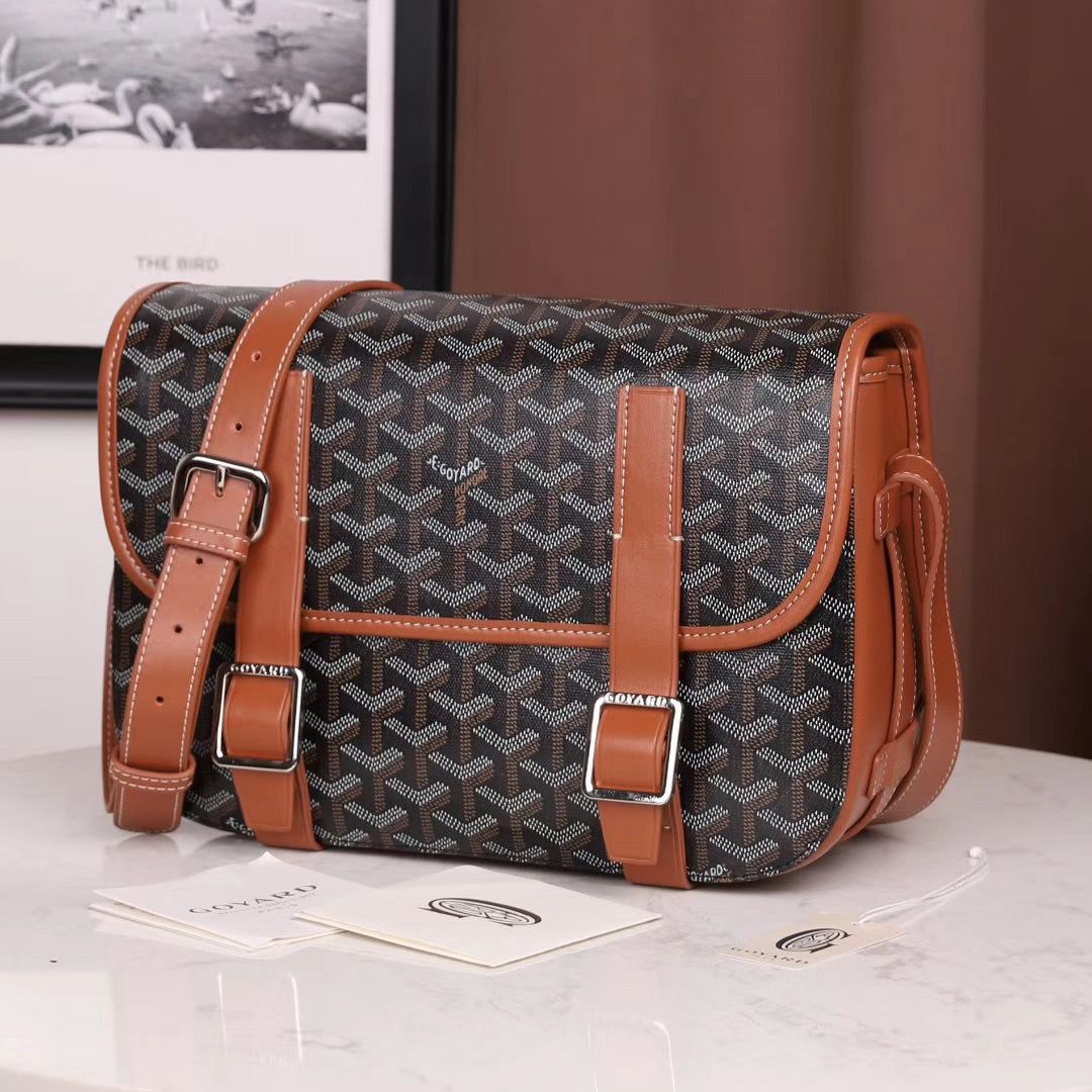 GOYARD ベルヴェデール ユニセックス ショルダーバッグ ブラック/ブラウン×シルバー金具 Goyard2020011