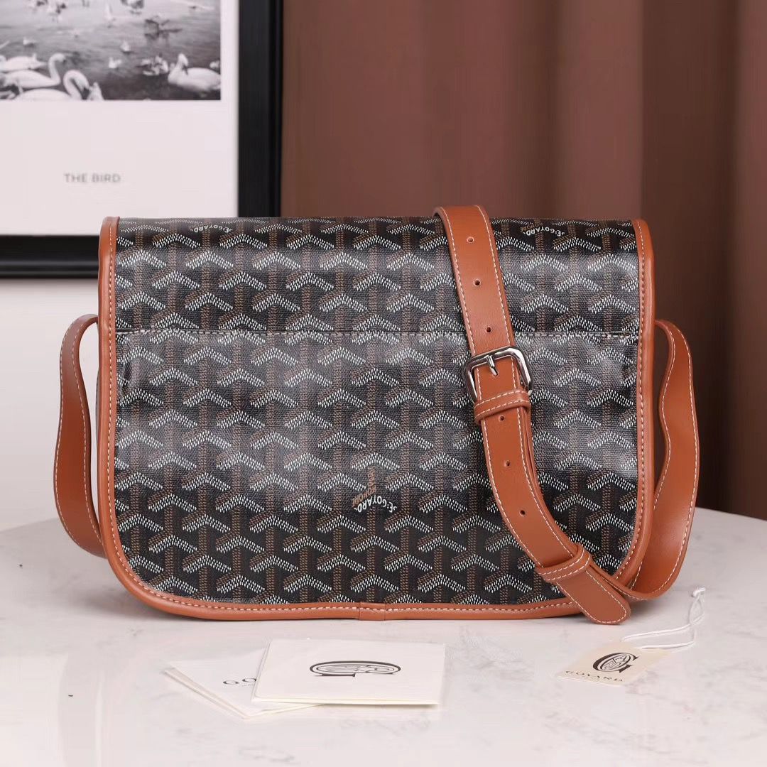 GOYARD ベルヴェデール ユニセックス ショルダーバッグ ブラック/ブラウン×シルバー金具 Goyard2020011