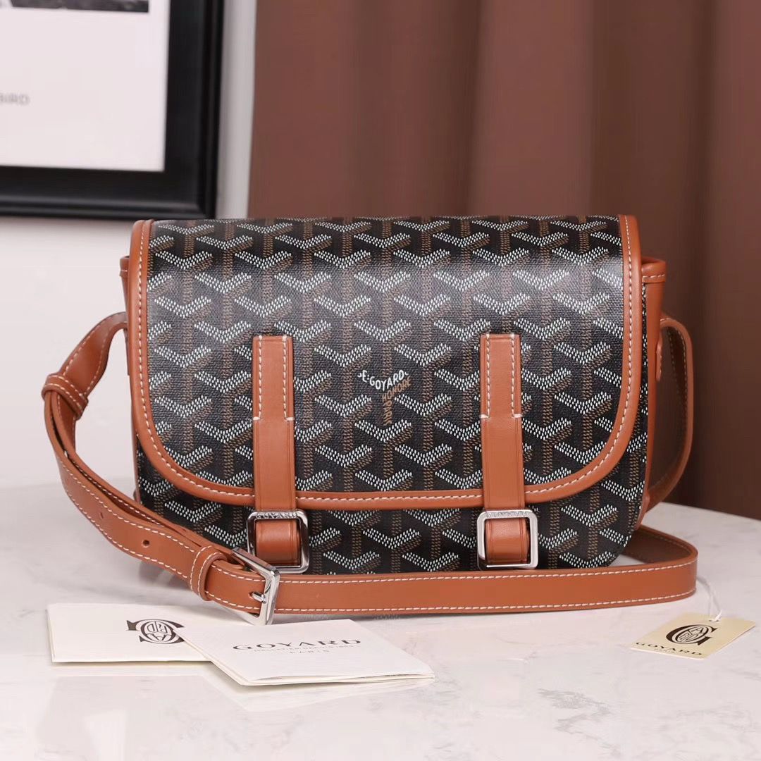 ゴヤール ベルヴェデール ユニセックス ショルダーバッグ ブラック/ブラウン×シルバー金具 Goyard2020012