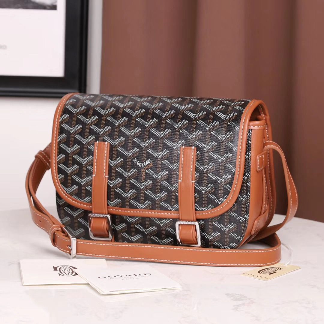 ゴヤール ベルヴェデール ユニセックス ショルダーバッグ ブラック/ブラウン×シルバー金具 Goyard2020012