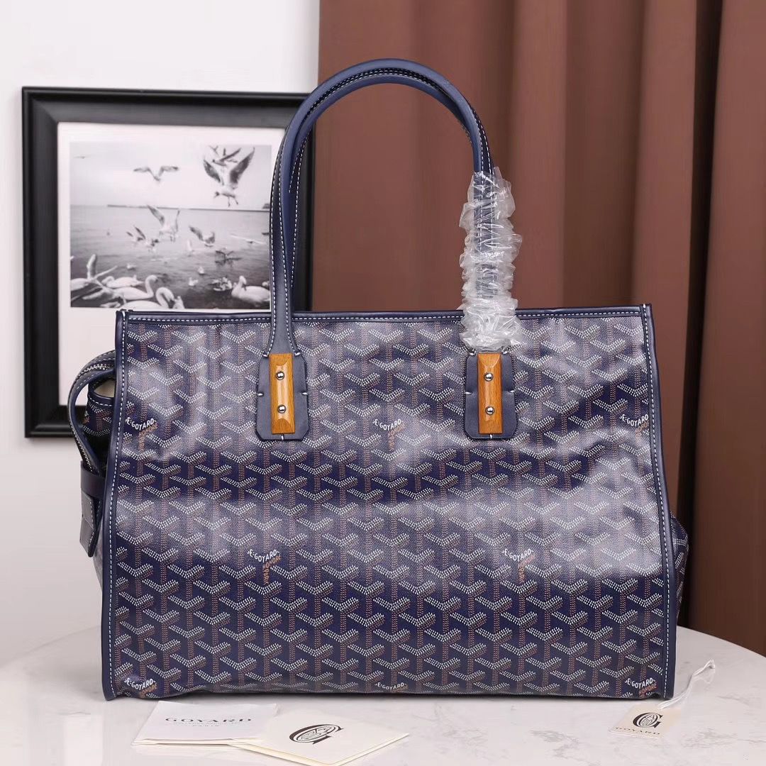 ゴヤール goyard ゴマルキーズ トートバッグ PVC×カーフ マリンブルー ショルダーバッグ ハンドバッグ Goyard2020021