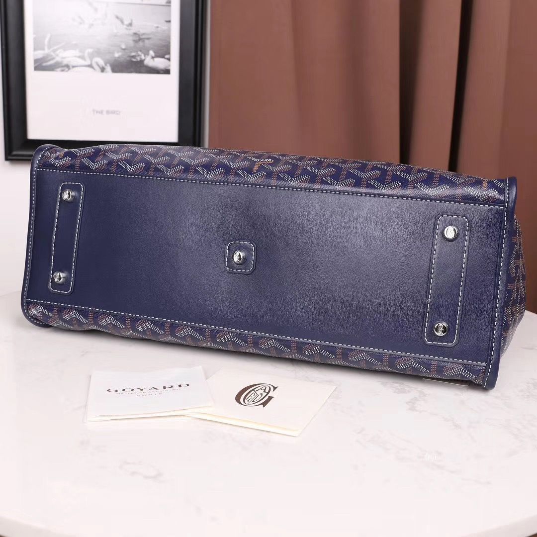 ゴヤール goyard ゴマルキーズ トートバッグ PVC×カーフ マリンブルー ショルダーバッグ ハンドバッグ Goyard2020021