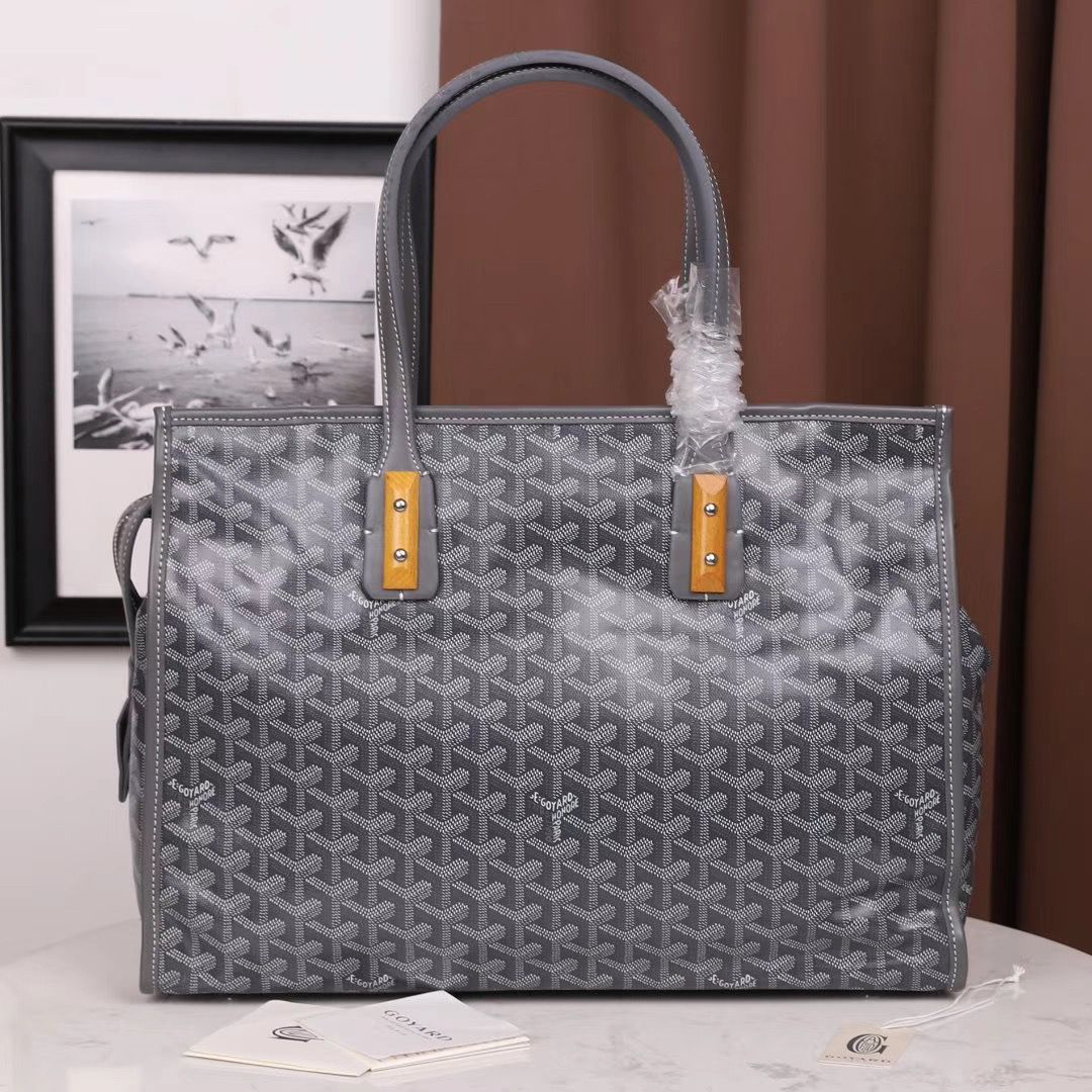 ゴヤール goyard ゴマルキーズ トートバッグ PVC×カーフ グレー ショルダーバッグ ハンドバッグ Goyard2020022