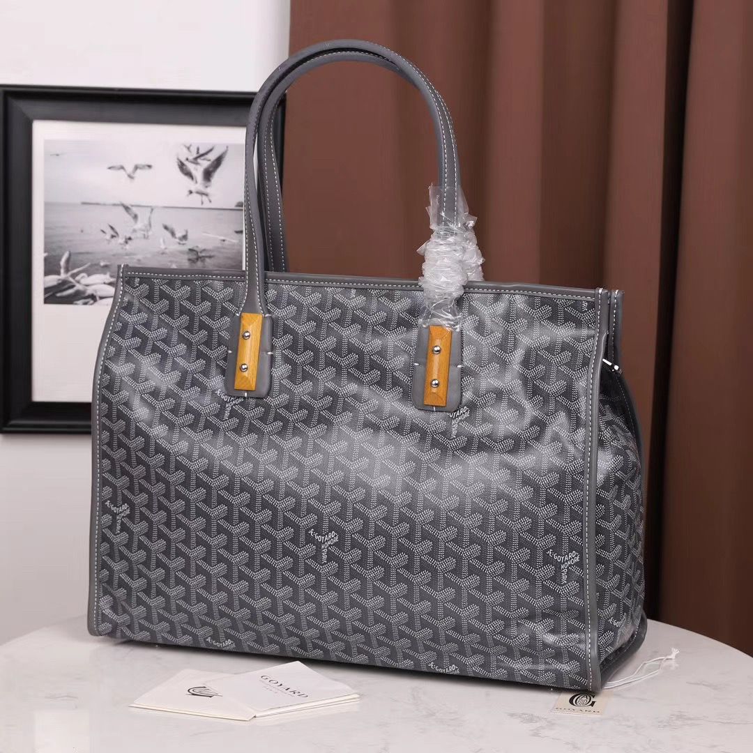ゴヤール goyard ゴマルキーズ トートバッグ PVC×カーフ グレー ショルダーバッグ ハンドバッグ Goyard2020022