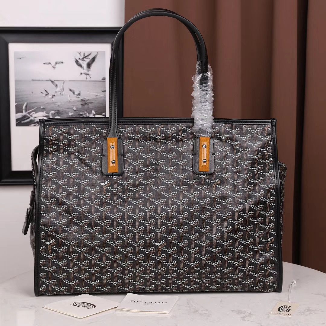 ゴヤール ゴマルキーズ トートバッグ PVC×カーフ ブラック ショルダーバッグ ハンドバッグ Goyard2020023