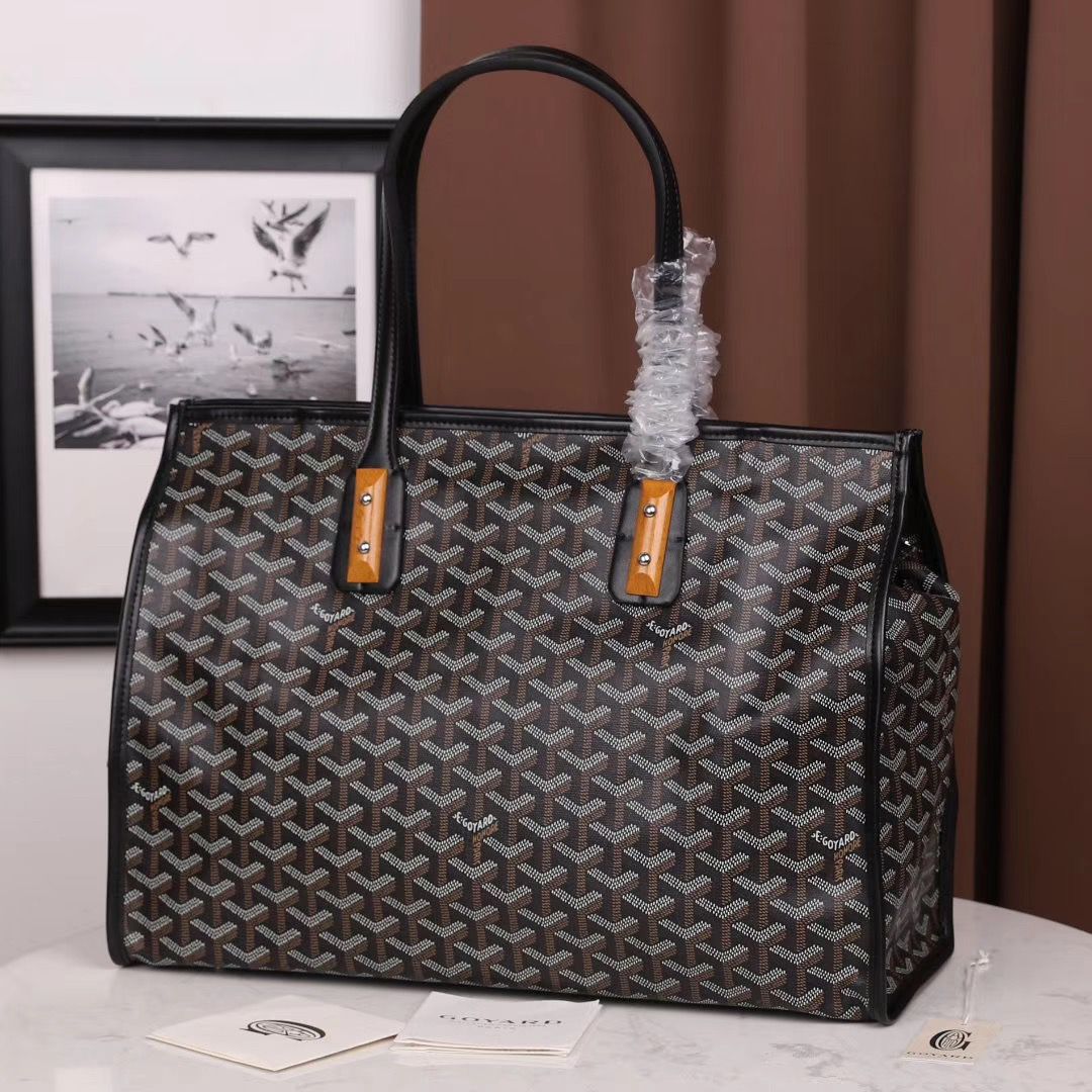 ゴヤール ゴマルキーズ トートバッグ PVC×カーフ ブラック ショルダーバッグ ハンドバッグ Goyard2020023