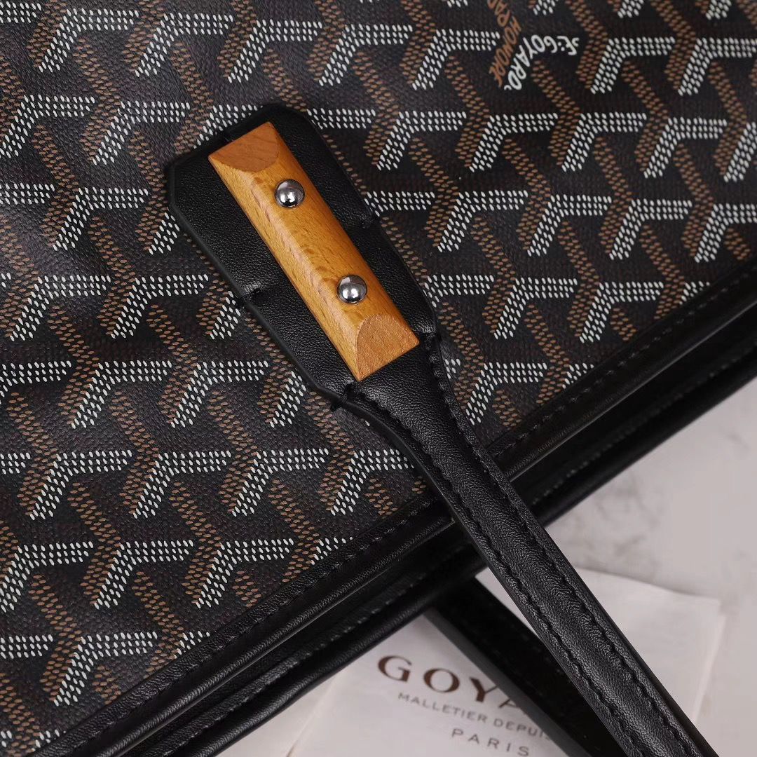 ゴヤール ゴマルキーズ トートバッグ PVC×カーフ ブラック ショルダーバッグ ハンドバッグ Goyard2020023