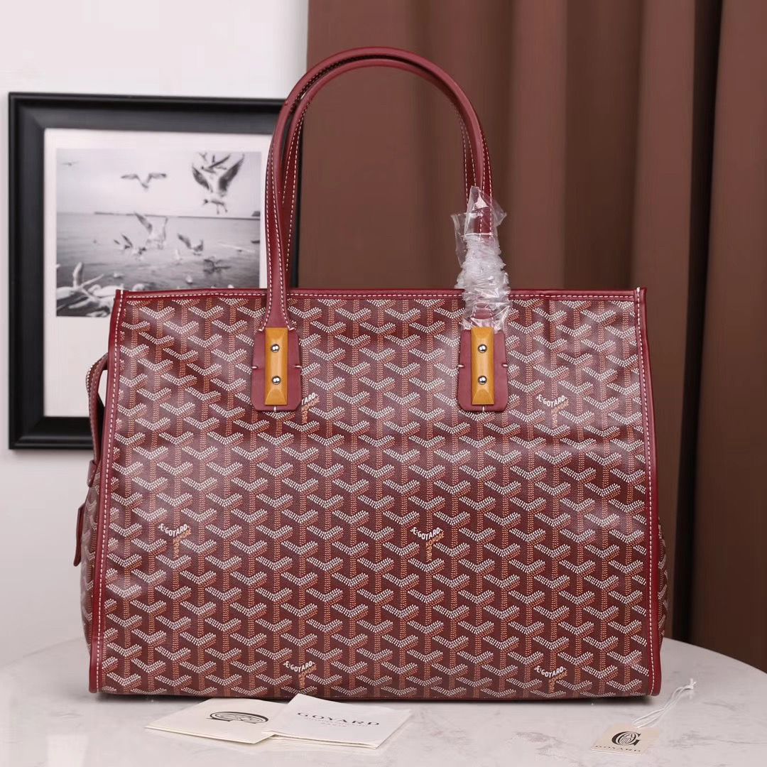 ゴヤールゴマルキーズ トートバッグ PVC×カーフ ルージュレッド ショルダーバッグ ハンドバッグ Goyard2020024