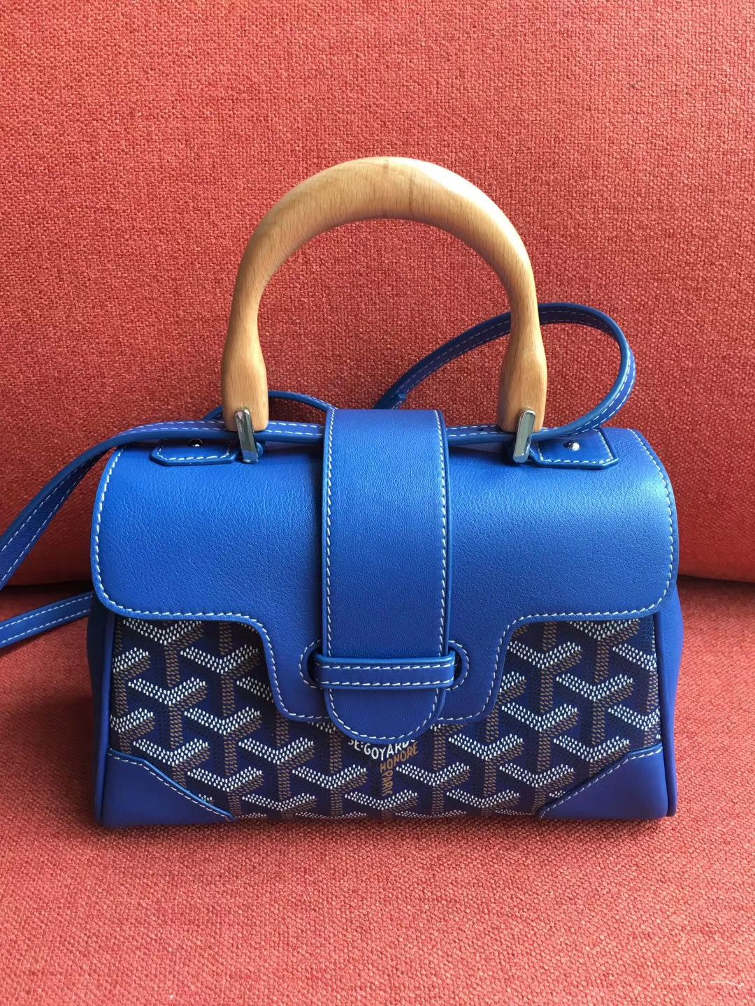 ゴヤール サイゴン ミニ ハンドバッグ 2WAY ショルダー 青 レア ヘリンボーン レディース GOYARD SAIGON MINI Goyard2020029