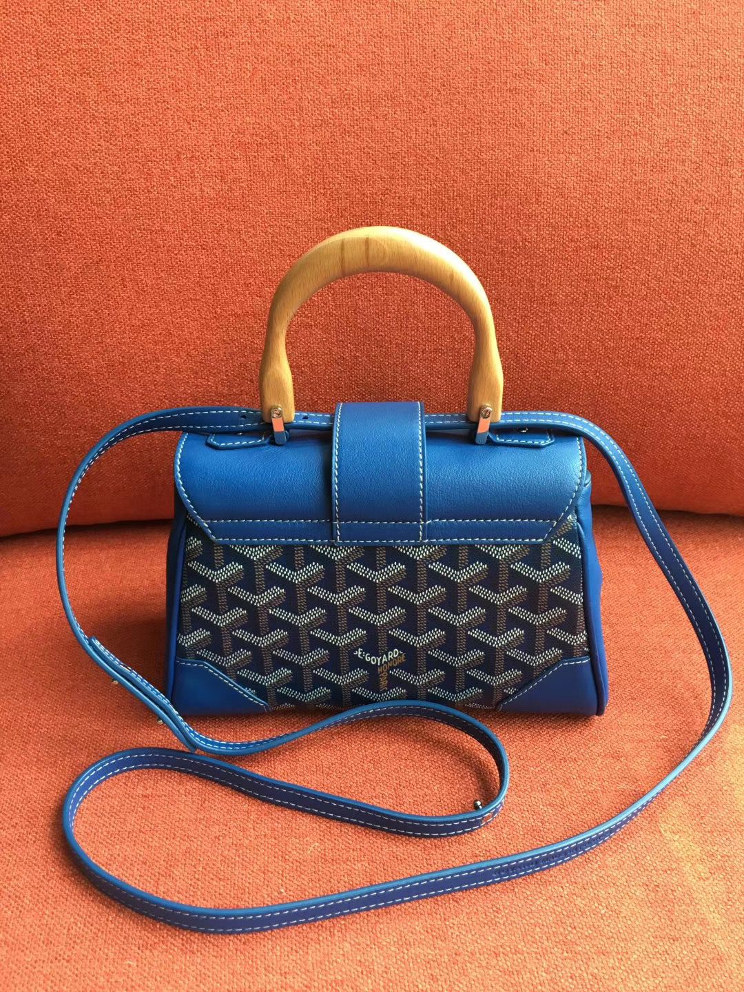 ゴヤール サイゴン ミニ ハンドバッグ 2WAY ショルダー 青 レア ヘリンボーン レディース GOYARD SAIGON MINI Goyard2020029