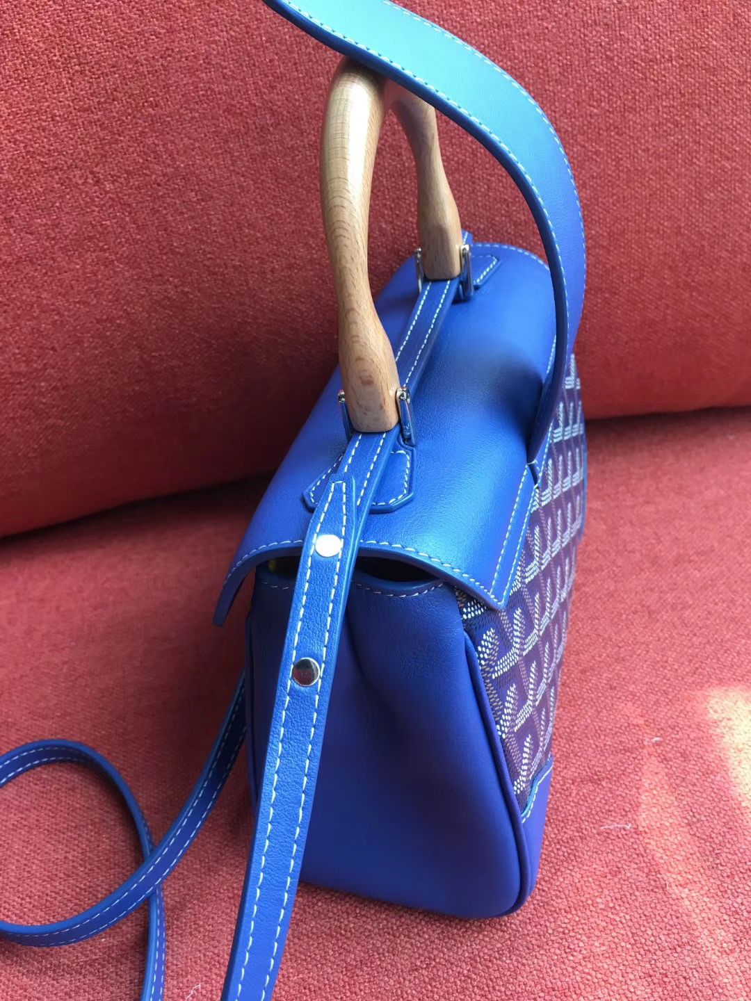 ゴヤール サイゴン ミニ ハンドバッグ 2WAY ショルダー 青 レア ヘリンボーン レディース GOYARD SAIGON MINI Goyard2020029