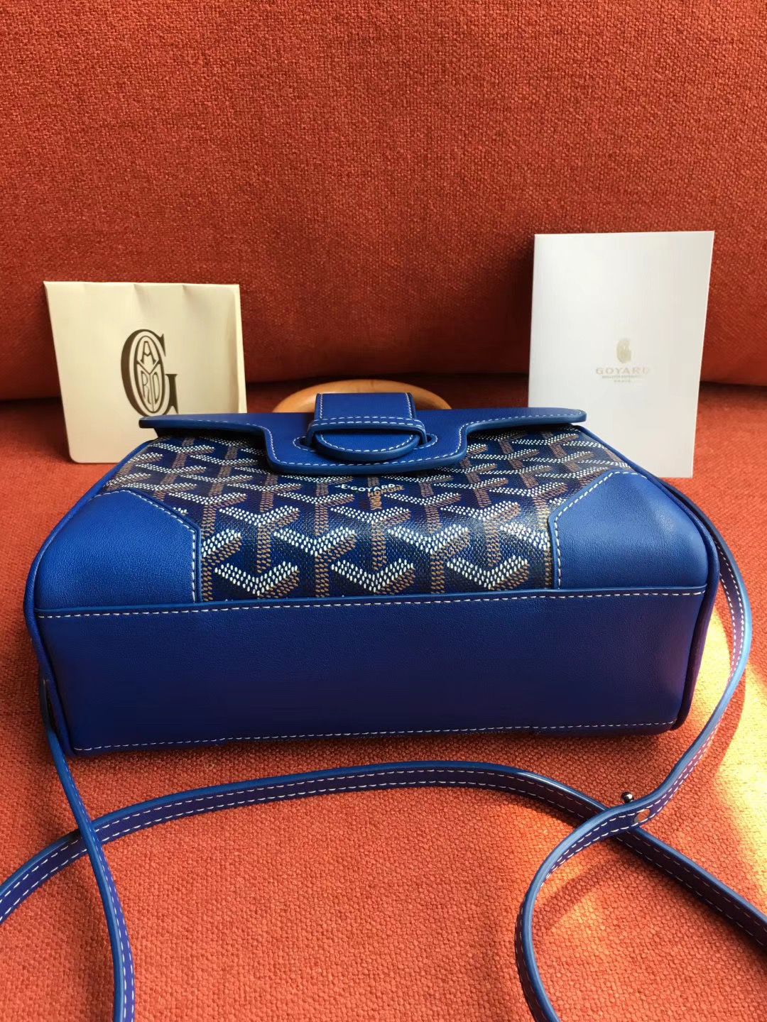 ゴヤール サイゴン ミニ ハンドバッグ 2WAY ショルダー 青 レア ヘリンボーン レディース GOYARD SAIGON MINI Goyard2020029