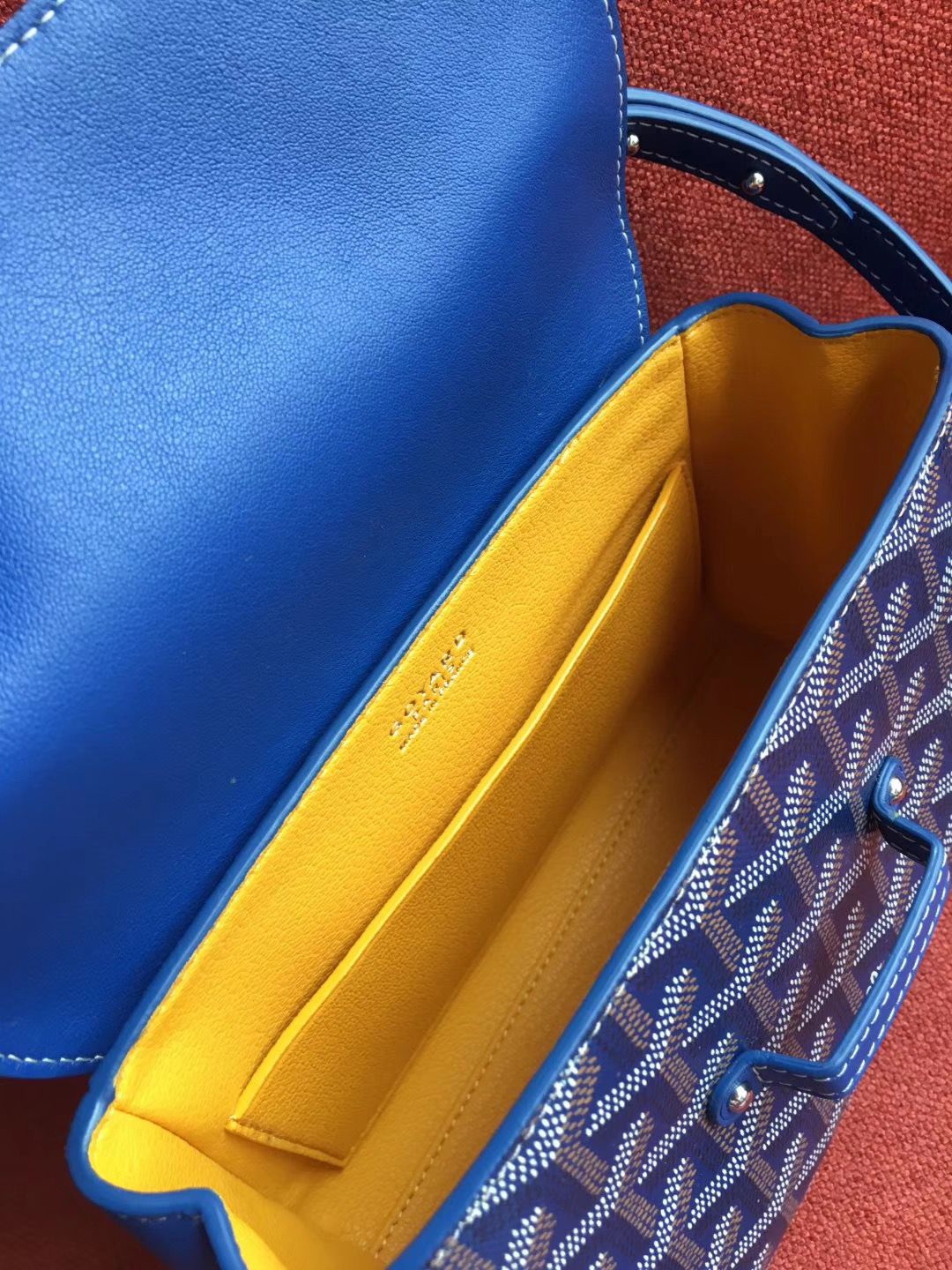 ゴヤール サイゴン ミニ ハンドバッグ 2WAY ショルダー 青 レア ヘリンボーン レディース GOYARD SAIGON MINI Goyard2020029