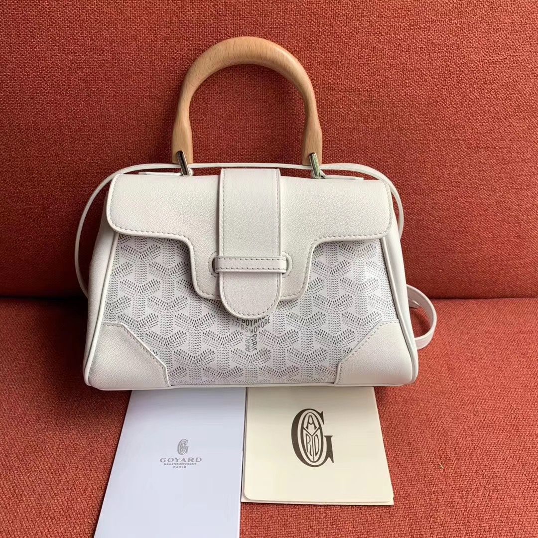 ゴヤール サイゴン ミニ ハンドバッグ 2WAY ショルダー 白 レア ヘリンボーン レディース GOYARD SAIGON MINI Goyard2020030