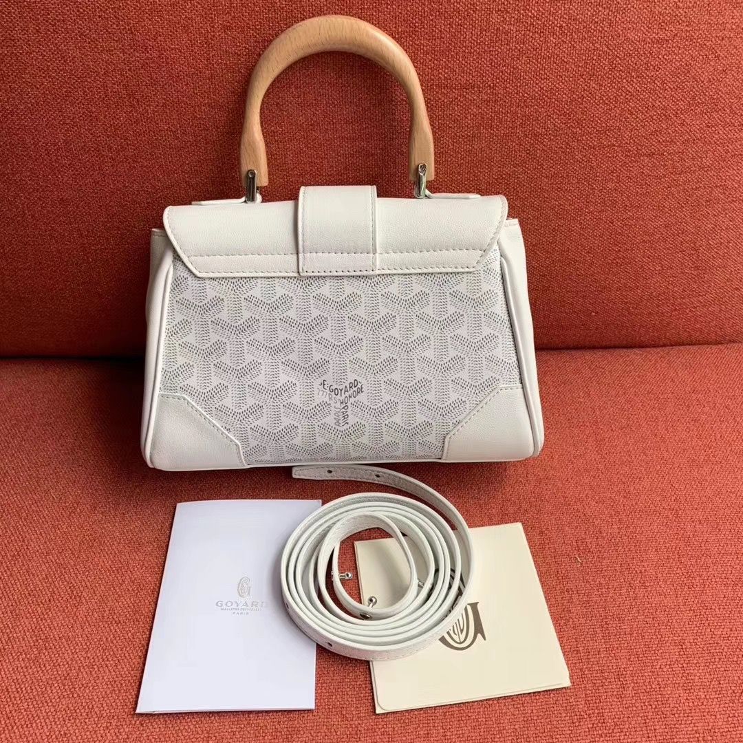 ゴヤール サイゴン ミニ ハンドバッグ 2WAY ショルダー 白 レア ヘリンボーン レディース GOYARD SAIGON MINI Goyard2020030