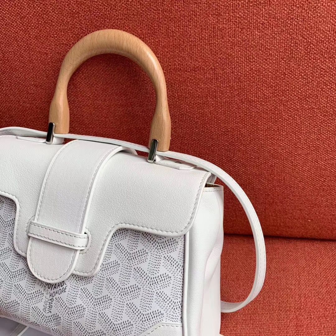 ゴヤール サイゴン ミニ ハンドバッグ 2WAY ショルダー 白 レア ヘリンボーン レディース GOYARD SAIGON MINI Goyard2020030