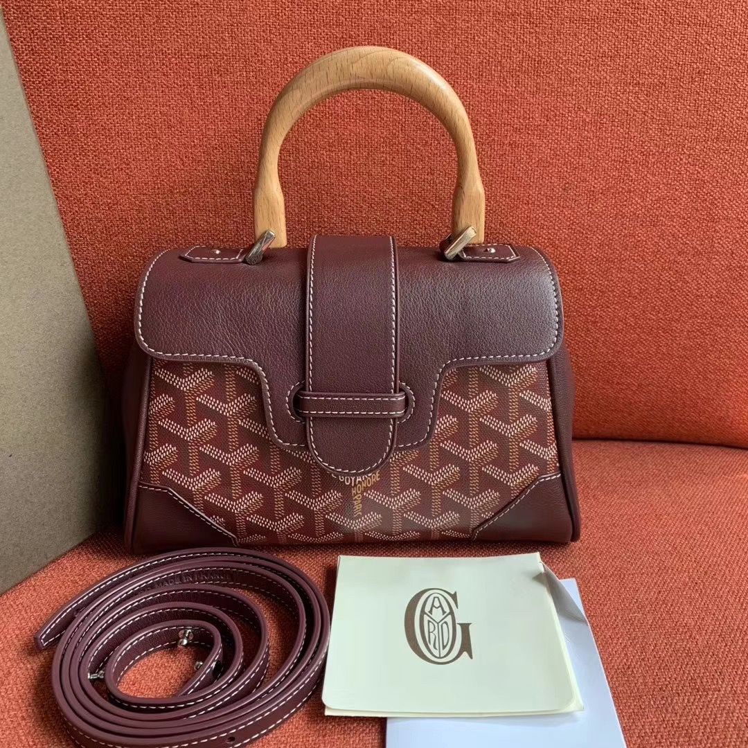 ゴヤール サイゴン ミニ ハンドバッグ 2WAY ショルダー ブルゴーニュ レア ヘリンボーン レディース GOYARD SAIGON MINI Goyard2020031
